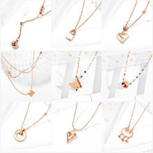 Японский Корейский модный Индивидуальный подарок сердце ниши дизайн ожерелье из нержавеющей стали с бабочкой для женщин розовое золото ювелирные изделия 2024 - купить недорого