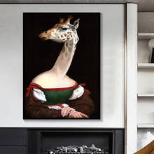 Vintage Animal Head Character Body Canvas Painting Giraffe Poster Print Wall Art Pictures for Living Room Home Wall Decor Cuadro 2024 - buy cheap