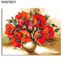 PAINTBOY enmarcado DIY pintura por números flores colorear por números lienzo pintado a mano decoración de pared del hogar arte 2024 - compra barato
