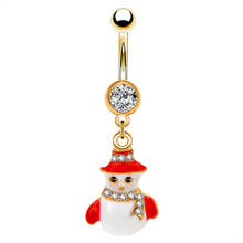 Body Punk 14g Snowman Belly Button Rings Christmas Navel Rings Green Red Enamel Belly Piercing Body Jewelry 2024 - buy cheap