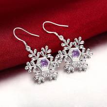 Kinitial-pendientes de copos de nieve con diamantes de imitación de cristal Purpal para mujer, aretes de flores con abalorios, regalo de Navidad, joyería 2024 - compra barato