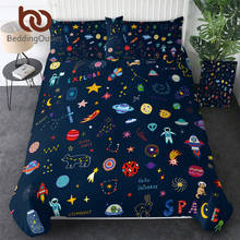 Conjunto de cama de desenho universo para espaço externo, capa de edredom com fronha, jogo para cama 2024 - compre barato