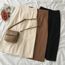 A-line Long Skirt for Women 2021 New Denim Jacket Wrap Skirt Single Breasted High Waist Pencil Midi Skirt Front Slit Skirt Women 2024 - buy cheap