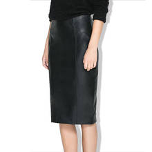 Free Shipping 2021 Fashion Long Knee Length High Waist Spring And Autumn Women PU Leather Skirt OL Female Slim Hip Black XS-3XL 2024 - buy cheap