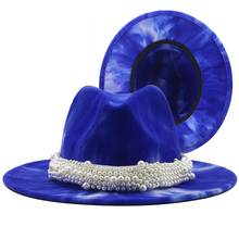 Sombrero de fieltro de Panamá para mujer, sombrero de jazz, fedora verde hierba, cadena de rosquilla 2024 - compra barato