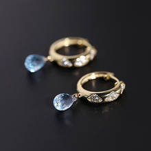 DMBS039 Sky Blue Topaz Earrings Female Genuine 925 Silver Water Drop Color Treasure Earrings To Send Girlfriend 2024 - buy cheap