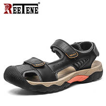 REETENE Classic Men'S Leather Sandals Big Size 38-48 Sandals For Men Summer Non-Slip Men'S Sandals Outdoor Casual Sandals Men 2024 - buy cheap