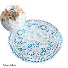 NEW white Lace Round Embroidery table place mat rose Christmas pad Cloth placemat cup mug dining tea coaster drink doily kitchen 2024 - buy cheap