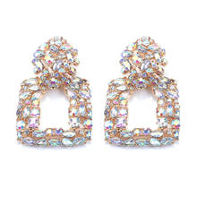 2020 New Geometric Statement ZA Earrings Women Luxury AB Crystal Rhinestone Drop Earrings Female Wedding Bridal Earrings Jewelry 2024 - buy cheap