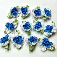Hl 30 pçs cor azul fita flores com folha artesanal vestuário costura apliques diy accessoriesd02010 2024 - compre barato