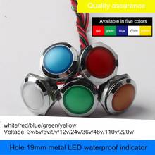 2 pces 19mm à prova dspherágua metal esférico redondo indicador de sinal lâmpada com 15cm fio led vermelho amarelo azul verde branco 12v 24v 220v 2024 - compre barato