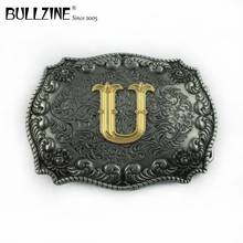 The Bullzine letter U belt buckle with pewter and gold finish FP-03687-U suitable for 4cm width belt 2024 - buy cheap