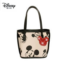 Disney mickey mouse branco bolsa de ombro dos desenhos animados bonito das mulheres grande capacidade bolsa senhora saco de compras preto sacos de armazenamento da menina 2024 - compre barato