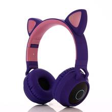 Auriculares inalámbricos con Bluetooth y orejas de gato, audífonos estéreo plegables con micrófono, compatible con Radio FM para teléfonos inteligentes, PC y tableta 2024 - compra barato
