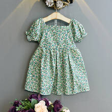 New Summer Puff Sleeve Floral Print Sweet Children's Princess Dress Toddler Kid Clothes Girl Dress 2024 - buy cheap