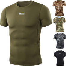 Camiseta de camuflagem tática estilo militar, camiseta masculina de tecido respirável e de secagem rápida, camiseta com manga curta de compressão, camiseta camuflada 2024 - compre barato