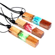 new  Selling Handmade Resin Wood Pendant Necklace Wooden Vintage  Fashionable Wood Resin Necklace Transparent rotating pattern 2024 - buy cheap