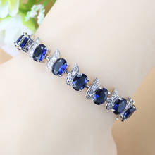 AAA+ Quality Blue Zircon  Silver Color Overlay Chain Link Bracelet Health Fashion Jewelry For Women Free Gift Box SL28 2024 - buy cheap