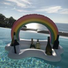 Ведерко для летней вечеринки, держатель для чашки в форме радуги с облаком, надувной поплавок для бассейна, охладитель для пива, стол для бара, поднос, Пляжное кольцо для плавания 2024 - купить недорого