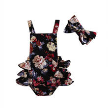 Toddler Newborn Baby Clothes Flower Romper Sleeveless Jumpsuit Girls Outfits Headband Clothes 2PCS 2024 - buy cheap
