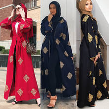 Aberto dubai abaya kimono cardigan muçulmano hijab vestido kaftan abayas roupas islâmicas para mulher caftan marocain qatar robe musulman 2024 - compre barato