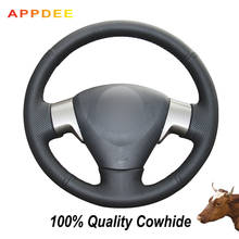 APPDEE Black Genuine Leather Car Steering Wheel Cover for Toyota Corolla 2009-11 2012 2013 Matrix 2009-2010 Auris 2007 2008-2009 2024 - buy cheap