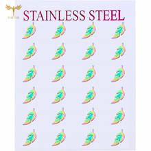 12 Pairs Earrings Set Wholesale Stainless Steel Jewelry Colorful Leaf Stud Earrings New Design for Girlfriend Anniversary Gift 2024 - buy cheap