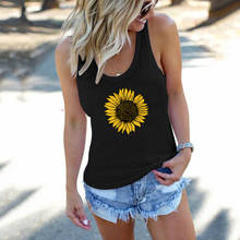 Camisetas sin mangas con estampado de girasoles para mujer, divertida camiseta sin mangas para mujer, camisetas sin mangas con cuello redondo, chaleco holgado informal para mujer 2021 2024 - compra barato