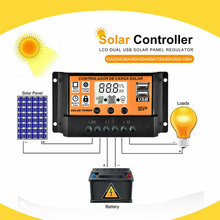 Mppt/PWM Контроллер заряда солнечной батареи с двойным USB 10-100 А 12 В/24 В, Автоматическая Солнечная панель, контроллеры заряда аккумулятора, регулятор напряжения 2024 - купить недорого