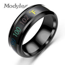 Modyle-anel de temperatura em aço inoxidável, 2021, humor, emoção, toque inteligente, temperatura, sensível, anéis femininos, masculinos 2024 - compre barato