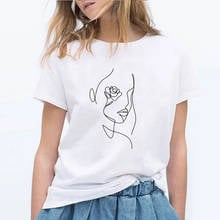 Face Abstract Simple Women Tshirt Cotton Casual Funny T Shirt Gift for Lady Yong Girl Top Tee Drop Ship Geometry Camisas Mujer 2024 - купить недорого