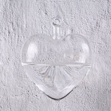 Botella decorativa de cristal con forma de corazón, terrario transparente de 10X11cm, para flores, plantas, boda, colgante, maceta 2024 - compra barato