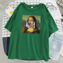 Mona lisa cameo menina engraçado rua impressão camisetas mulheres rua respirável tshirts criatividade solto tshirts moda feminina t camisa 2024 - compre barato