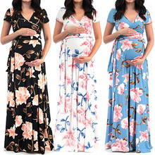 Women Maternity Dress Nursing Breastfeeding Clothes 2021 Summer Short Sleeve V Neck Loose Maxi Dress Nursing Pregnant Clothes 2024 - buy cheap