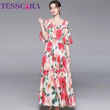 TESSCARA-Vestido largo Floral para mujer, traje elegante de alta calidad para fiesta de boda, vestido de diseñador con volantes 2024 - compra barato