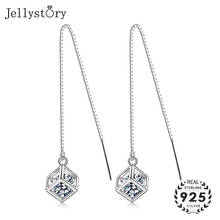 Jellystory 925 brincos de prata esterlina, com forma geométrica, pedras preciosas de zircônia, joias para mulheres, brinco de gota, presentes para festa de casamento 2024 - compre barato