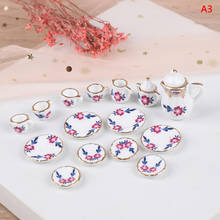 15Pcs 1:12 Miniature Porcelain Tea Cup Set Chintz Flower Tableware Kitchen Dollhouse Furniture Toys For Children 2024 - buy cheap