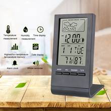 Digital LCD Indoor Thermometer Hygrometer Alarm Clock Calendar Weather Station Desk Clock Temperature Humidity Meter Barometer 2024 - buy cheap