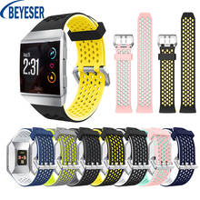 Dupla cor moda esporte silicone pulseira pulseira banda para fitbit ionic relógio inteligente pulseira de cinto acessórios esportivos bens 2024 - compre barato