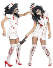 Disfraz de enfermera de Horror para Halloween, traje de enfermera de Zombie, de vampiro, demonio de sangre, escenario, juego de rol, Cosplay 2024 - compra barato