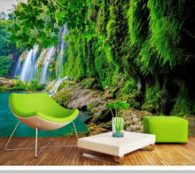 Papel de parede Mountain water waterfall green fresh 3d wallpaper mural,living room tv wall bedroom wall papers home decor 2024 - buy cheap