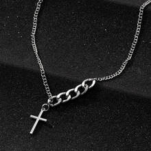 Corrente de colar com pingente de cruz, joia simples para mulheres, gargantilha punk com cadeado, acessórios de estética 2024 - compre barato