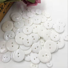 50pcs 11/13/15/18/20/22mm White Color Overcoat Plastic Button 2 holes Craft Sewing PT264 2024 - buy cheap