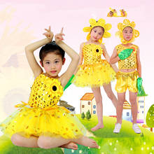 Traje de baile de girasol amarillo para niños, Ropa de baile de flores para escuela, disfraz de planta, ropa de actuación de escenario 2024 - compra barato