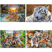 4Pieces/lot DIY Tiger 5D Diamond Painting Animal Mosaic Cross Stitch Diamond Embroidery Full Round Drill Art Home Decor Gift 2024 - buy cheap