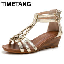 TIMETANG-sandalias de cuña para mujer, zapatos romanos antideslizantes, cómodos, estilo bohemio 2024 - compra barato