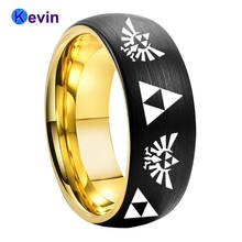 Anillo de boda de oro negro de tungsteno, anillo de doble Color de 8MM con grabado láser, ajuste cómodo 2024 - compra barato