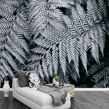Milofi-papel tapiz 3D personalizado, mural de helecho blanco y negro, textura de hoja para sala de estar, decoración de pared, pintura de fondo 2024 - compra barato