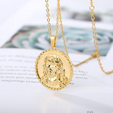 ICFTZWE Stainless Steel Gold Color Round Head Coin Portrait Pendant Necklaces For Women Simple Charm Dainty Fashion Jewelry 2021 2024 - buy cheap