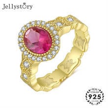 Классическое ювелирное изделие Jellystory из стерлингового серебра 925 пробы, кольцо овальной формы с искусственным драгоценным камнем для женщин, Свадебные Подарочные Кольца 2024 - купить недорого